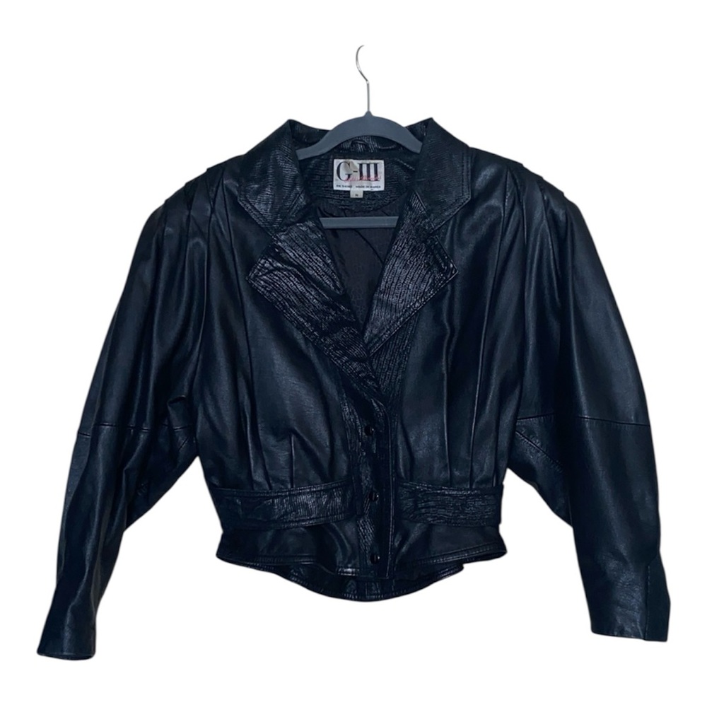 Vintage 80s Leather Jacket Dolman
Sleeve Color Block Streetwear